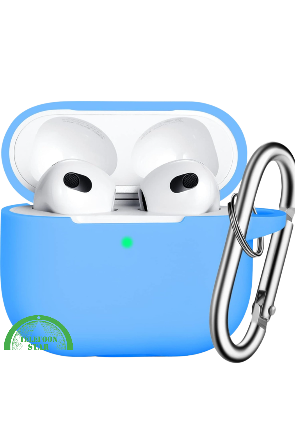 Blauw Siliconen Hoesje voor AirPods 3 met Karabijnhaak &ndash; Bescherming &amp; Stijl | Telefoonstar Ede