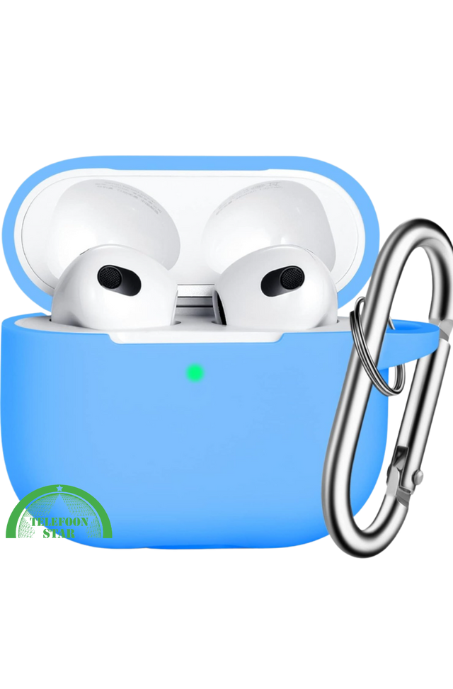 Blauw Siliconen Hoesje voor AirPods 3 met Karabijnhaak &ndash; Bescherming &amp; Stijl | Telefoonstar Ede