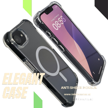 hoesje voor iPhone 17e Armor Anti shock Backcover Bescherming transparant met zwarte randen
