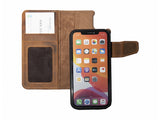 iPhone 15 100% leer hoesje | Ruimte voor drie pasjes | 2 in 1 functie | Bruin