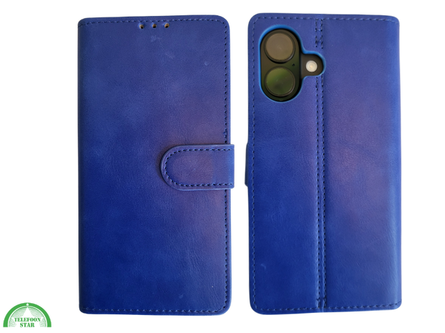 Boek Case Leer Wallet Case Donkerblauw iPhone 16