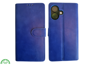 Boek Case Leer Wallet Case Donkerblauw iPhone 16 Plus
