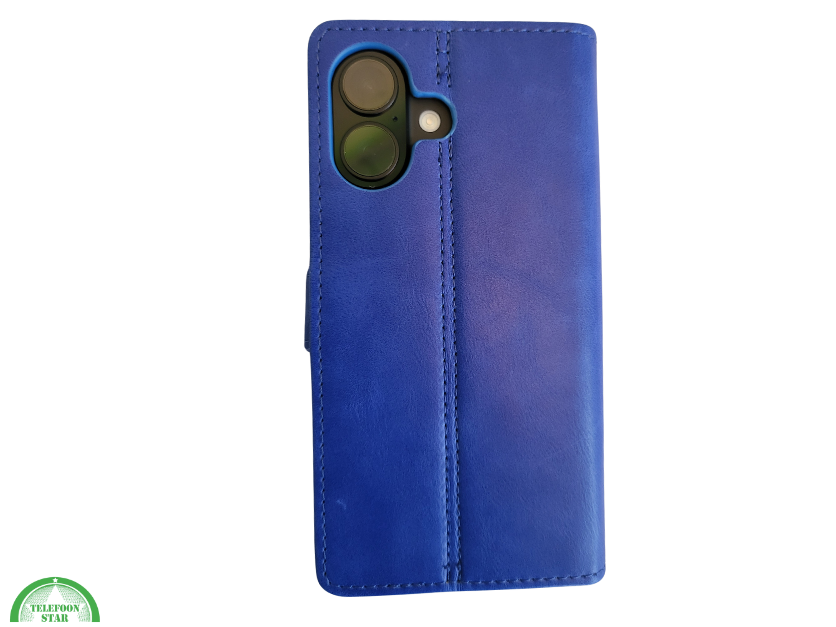 Boek Case Leer Wallet Case Donkerblauw iPhone 16
