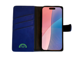 Boek Case Leer Wallet Case Donkerblauw iPhone 16 Plus