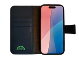 Boek Case Leer Wallet Case Donkerblauwe iPhone 16 Plus
