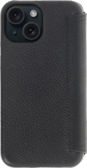 iPhone 15 Plus 100% Leer hoesje | Lederen Bookcase | Minimalistisch | Zwart