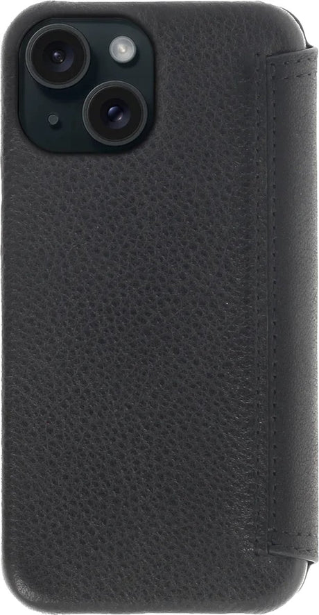 iPhone 15 Plus 100% Leer hoesje | Lederen Bookcase | Minimalistisch | Zwart