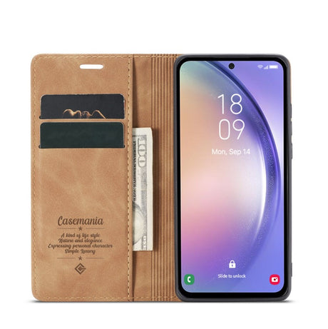 Bookcase Samsung S24 FE | Functioneel Hoesje Samsung | Wallet case | Bruin
