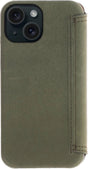iPhone 15 100% Leer hoesje | Lederen Bookcase | Minimalistisch | Olijfgroen