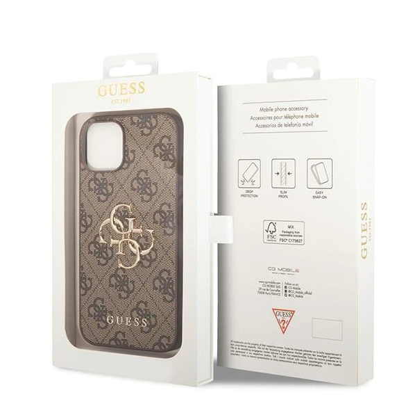 iPhone 15 Hardcase | Guess Gouden Logo | Backcover Bruin