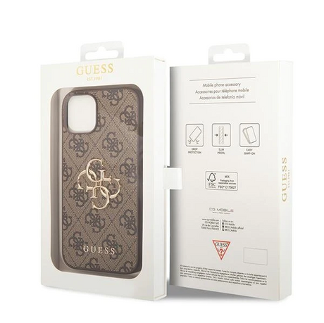iPhone 15 Hardcase | Guess Gouden Logo | Backcover Bruin