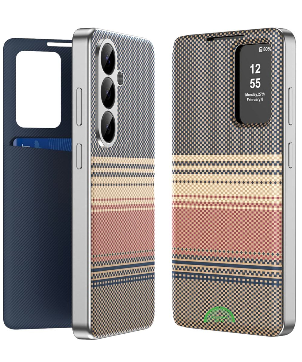 Samsung Galaxy S25 Hoesje Paars met Kaarthouder Smart View Bookcase Cover voor Optimale Bescherming