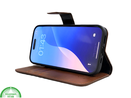 Bookcase Hoesje iPhone 17 Bruin &ndash; Luxe Bescherming &amp; Pasjeshouder