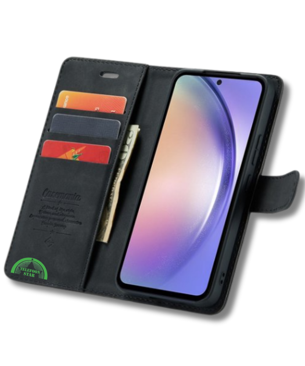 Bookcase Hoesje voor Samsung A56 Zwart 2-in-1 Magnetisch Hoesje met Pasjeshouder
