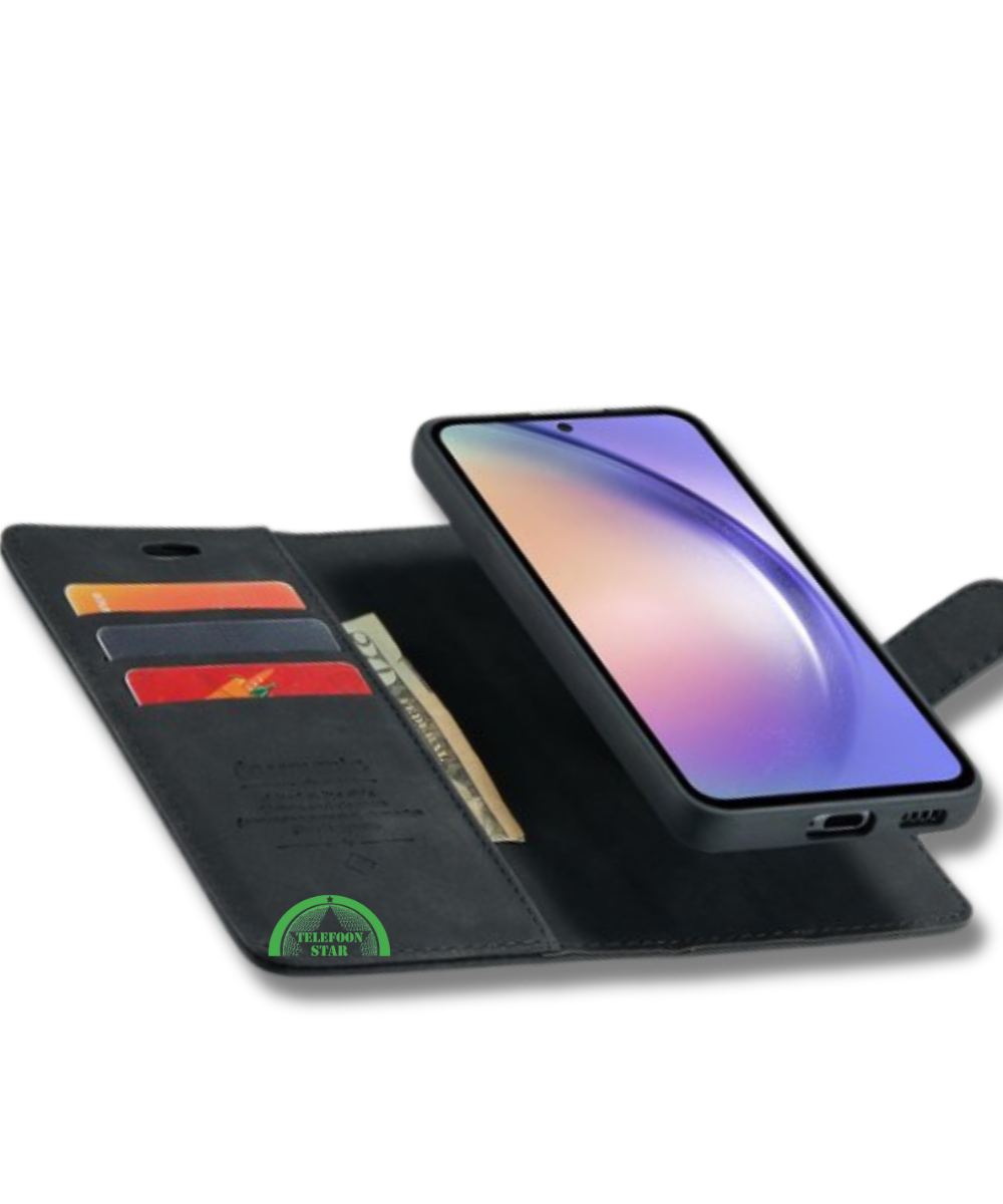 Bookcase Hoesje voor Samsung A56 Zwart 2-in-1 Magnetisch Hoesje met Pasjeshouder