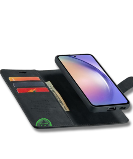 Bookcase Hoesje voor Samsung A56 Zwart 2-in-1 Magnetisch Hoesje met Pasjeshouder