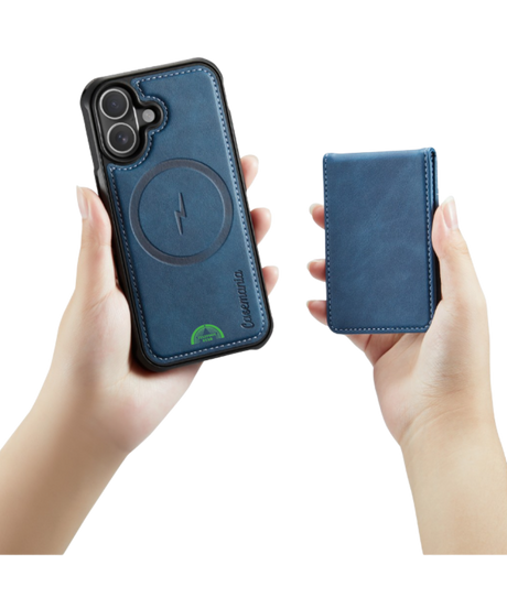 Hoesje voor iPhone 17 Blauw CM Detachable 2-in-1 Magnetic Card Holder Case