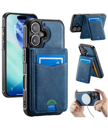 Hoesje voor iPhone 17 Blauw CM Detachable 2-in-1 Magnetic Card Holder Case