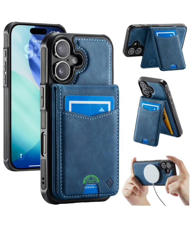 Hoesje voor iPhone 17 Blauw CM Detachable 2-in-1 Magnetic Card Holder Case