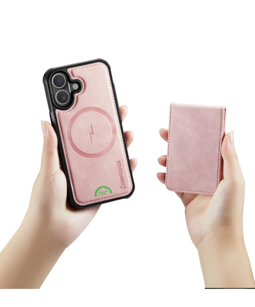 Hoesje voor iPhone 17 Roze Bookcase 2-in-1 Magnetic met Pasjeshouder &amp; MagSafe