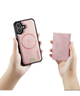 Hoesje voor iPhone 17 Roze Bookcase 2-in-1 Magnetic met Pasjeshouder &amp; MagSafe
