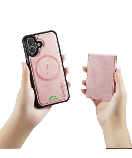 Hoesje voor iPhone 17 Roze Bookcase 2-in-1 Magnetic met Pasjeshouder &amp; MagSafe
