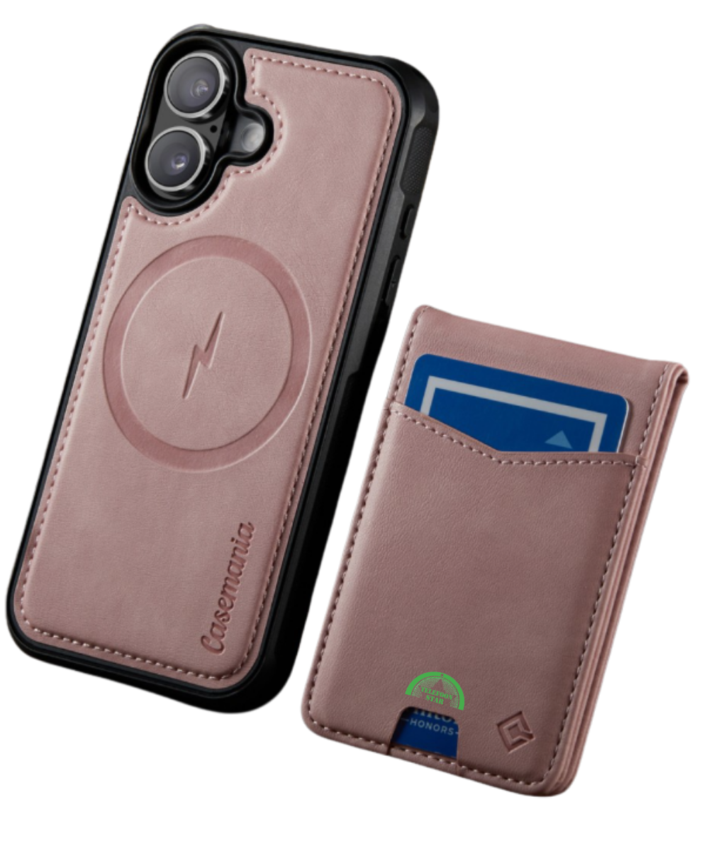 Hoesje voor iPhone 17 Roze Bookcase 2-in-1 Magnetic met Pasjeshouder &amp; MagSafe