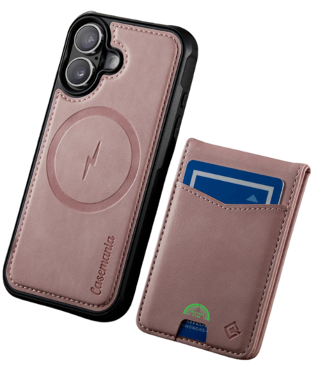Hoesje voor iPhone 17 Roze Bookcase 2-in-1 Magnetic met Pasjeshouder &amp; MagSafe
