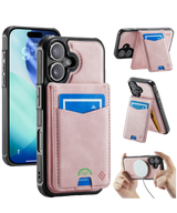 Hoesje voor iPhone 17 Roze Bookcase 2-in-1 Magnetic met Pasjeshouder &amp; MagSafe