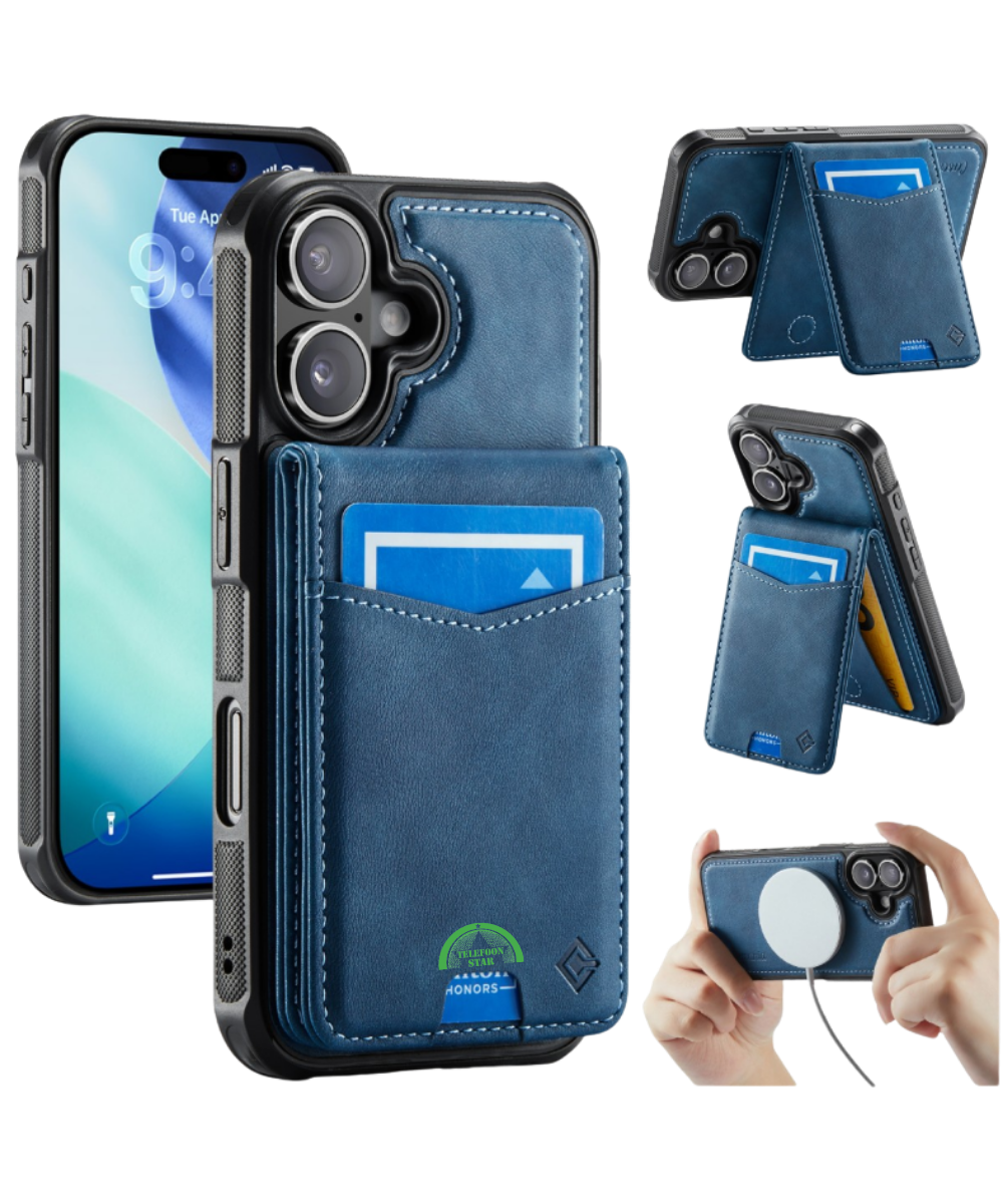 Hoesje voor iPhone 17 Blauw CM Detachable 2-in-1 Magnetic Card Holder Case