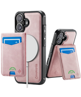 Hoesje voor iPhone 17 Roze Bookcase 2-in-1 Magnetic met Pasjeshouder &amp; MagSafe