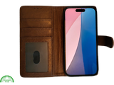 Boek Case Leer Wallet Case Donker Bruin IPhone 16 Plus