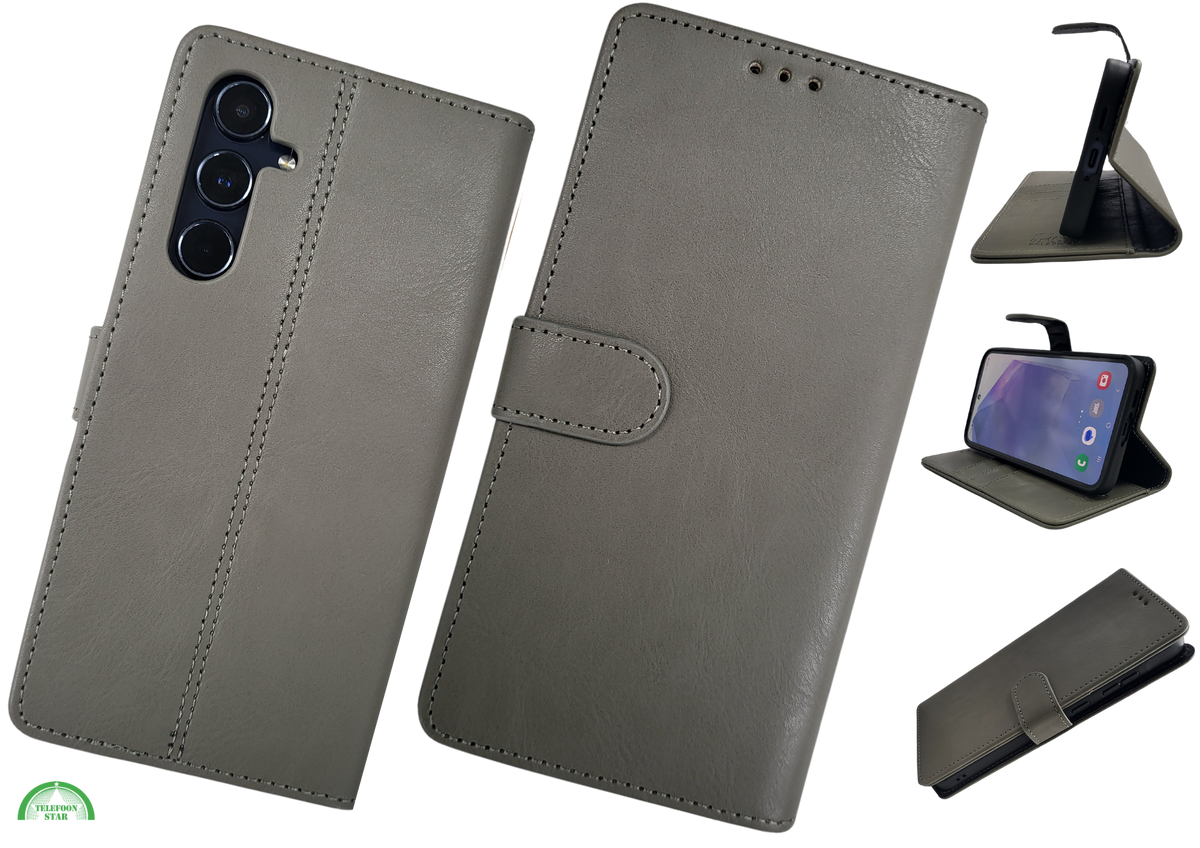 Hoesje voor Samsung Galaxy S26 Boek Case Leer Stijlvolle en Wallet Grijs