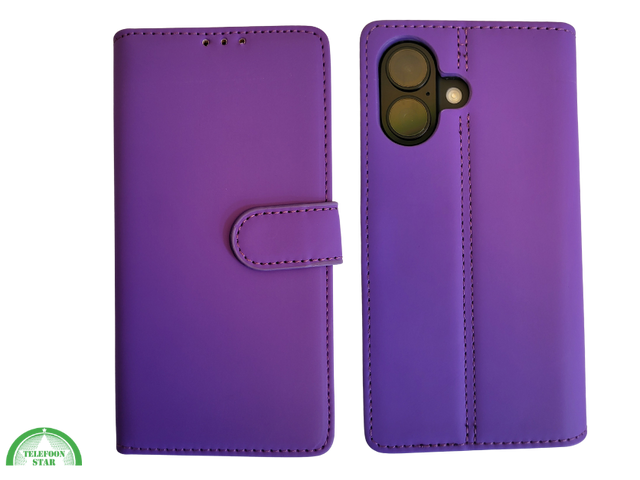 iPhone 16 portemonnee Leer Paars