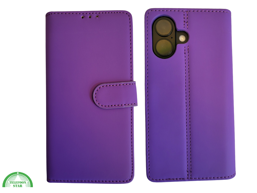 iPhone 16 Plus portemonnee Leer Paars