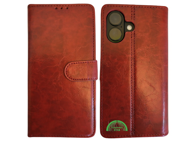 iPhone 16 Plus portemonnee Rood Lather