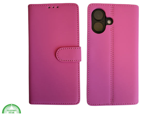 portemonnee Roze cover boek case iPhone 16 Plus