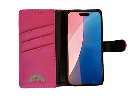 portemonnee Roze cover boek case iPhone 16 Plus