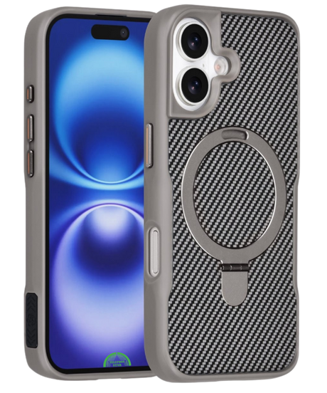 Hoesje voor iPhone 17 Silver Elite Luxe CarbonShield MagSafe Case