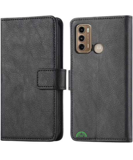 Bookcase Hoesje voor Motorola G60 Zwart met Magnetische Sluiting
