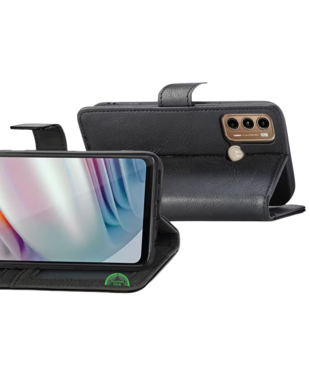 Bookcase Hoesje voor Motorola G60 Zwart met Magnetische Sluiting