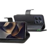 Bookcase Hoesje voor Motorola G56 Zwart Nauwsluitend en stevig