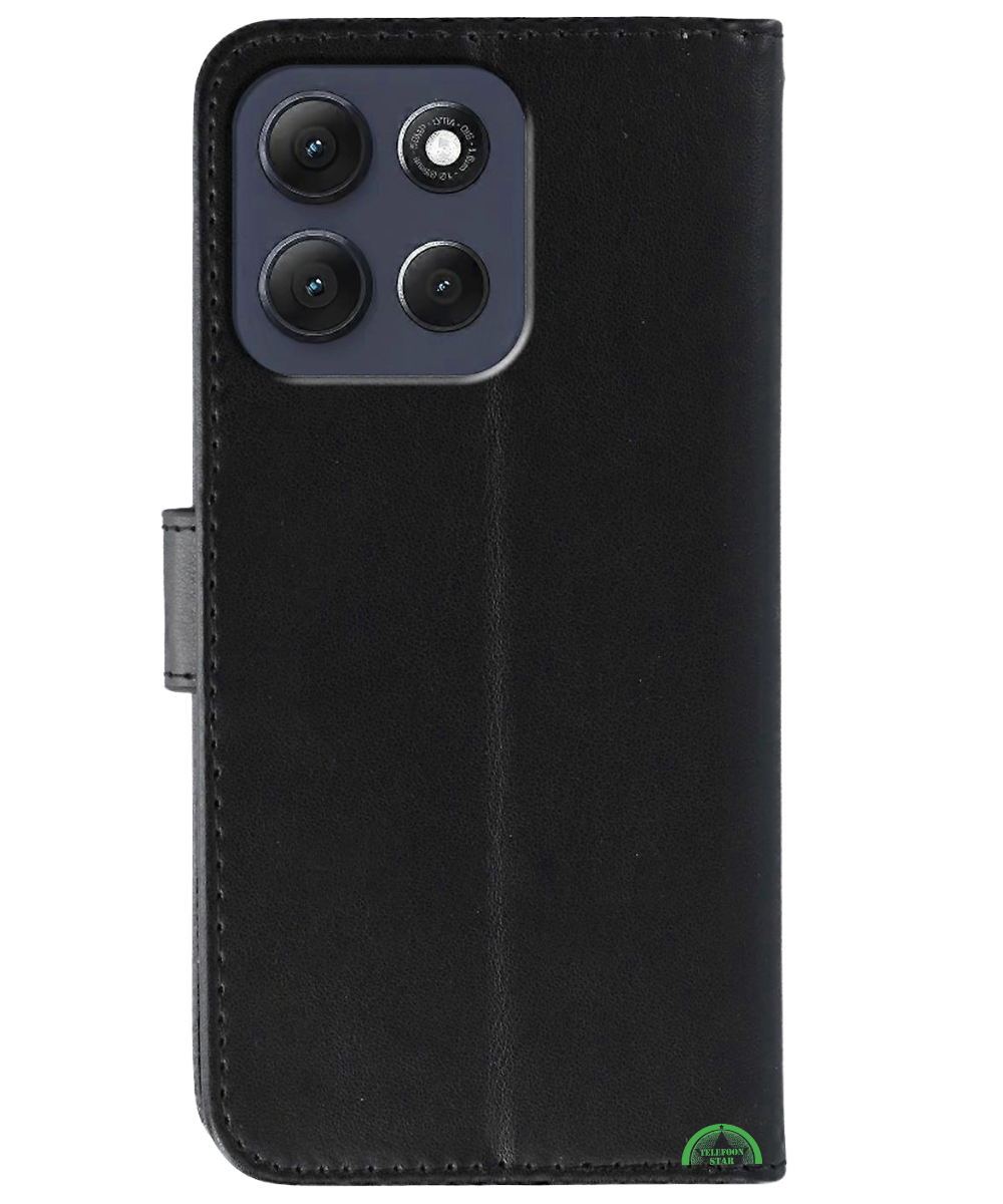 Bookcase Hoesje voor Motorola G56 Zwart Nauwsluitend en stevig
