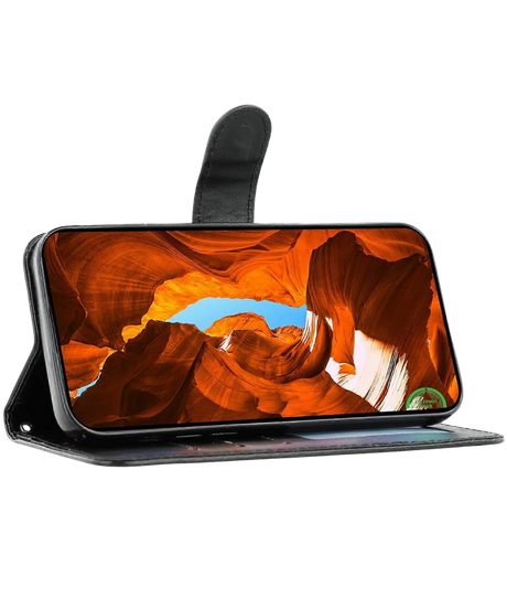 Bookcase Hoesje voor Motorola G56 Zwart Nauwsluitend en stevig