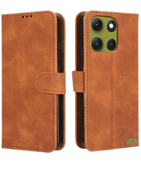 Bookcase Hoesje voor Motorola G86 Bruin Nauwsluitend en stevig