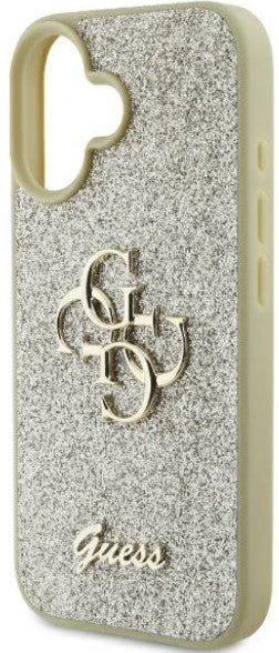 Guess Gouden Glitter Hoesje voor iPhone 16 Plus - Stijlvolle Bescherming met Glamour