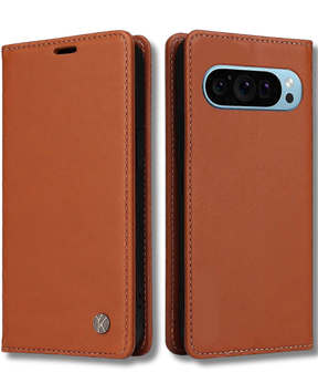 Hoesje Google Pixel 10 Pro Rood Lederen Look Met Pasjeshouder & Magnetische Sluiting
