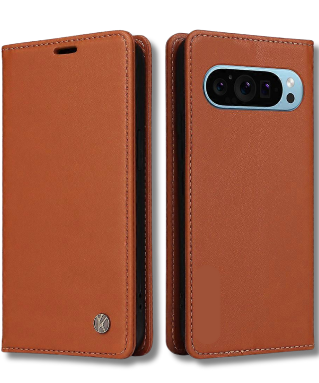 Hoesje Google Pixel 10 Pro XL Rood Lederen Look Met Pasjeshouder & Magnetische Sluiting