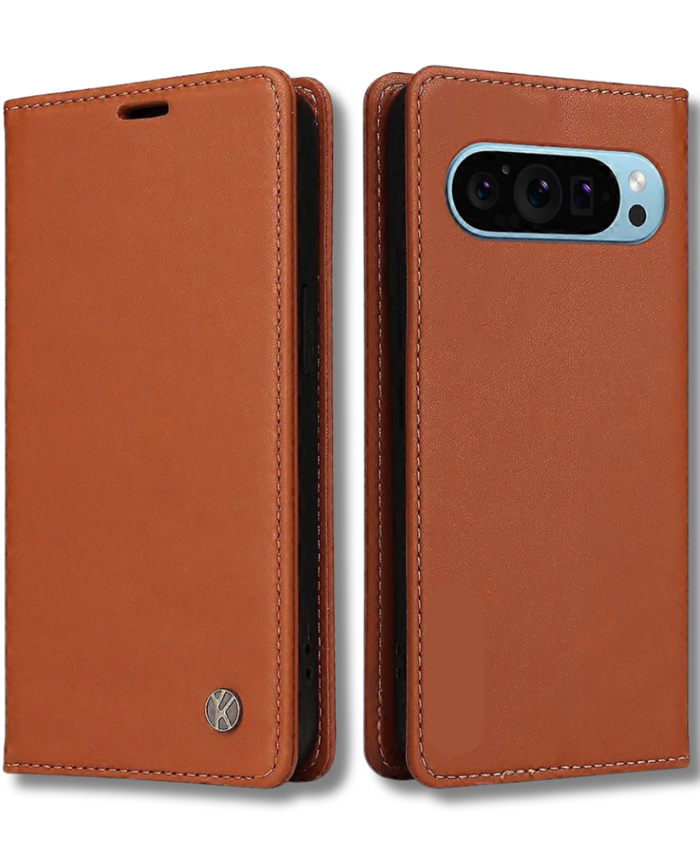 Hoesje Google Pixel 10 Pro Rood Lederen Look Met Pasjeshouder & Magnetische Sluiting