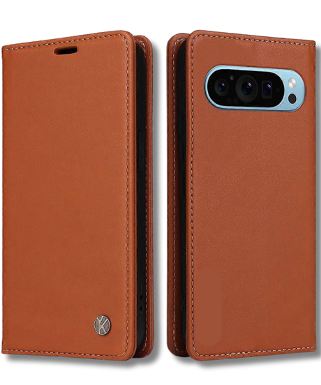 Hoesje Google Pixel 10 Pro Rood Lederen Look Met Pasjeshouder & Magnetische Sluiting